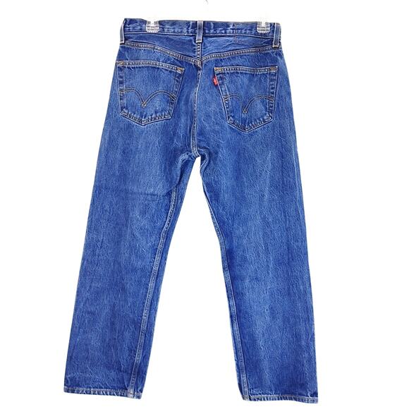 Levi's 501 Button Fly Jean Straight Leg Medium Wash Blue Denim Mens Size 32 x 30 - Picture 2 of 10